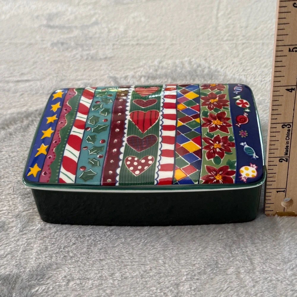 Mikasa Merry Season Trinket Box Jenny Faw‎ FX084 Christmas Candy Dish Japan